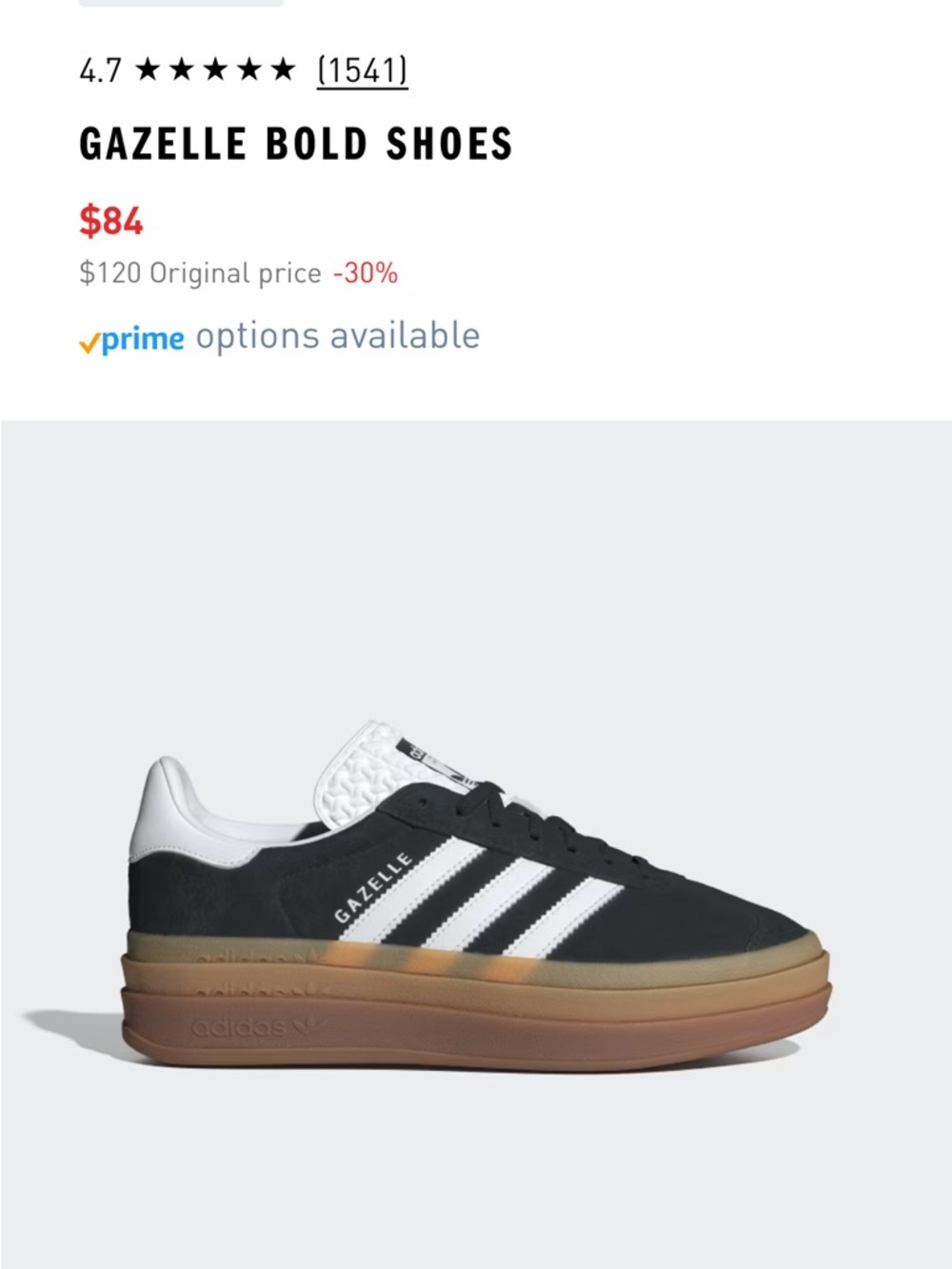 Adidas Gazelle Bold Women’s Black/White Sneakers
